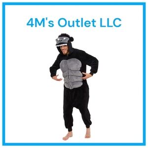 Black and Gray Gorilla Onesie Costume